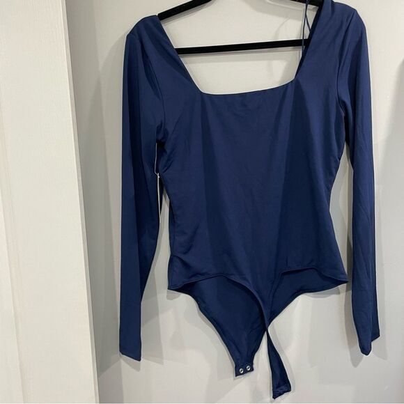 3/$25 ✺ SWS Square Neck Long Sleeve Contour Bodysuit Blue XL - Picture 4 of 4